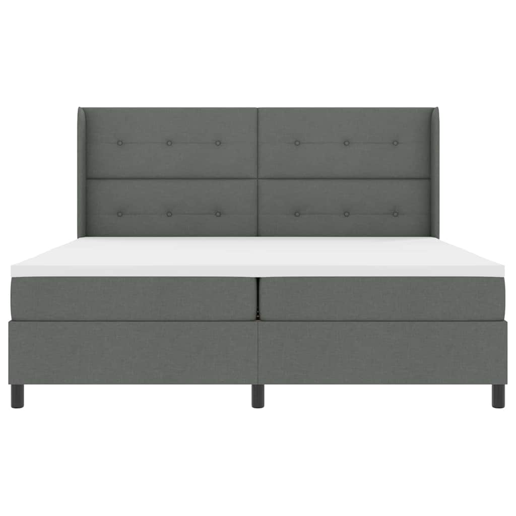 LED Box Spring Bed med hovedgærde Mørkegrå 200 x 200 cm Stof