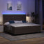 LED Box Spring Bed med hovedgærde Mørk Brun 200 x 200 cm Stof