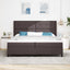 LED Box Spring Bed med hovedgærde Mørk Brun 200 x 200 cm Stof