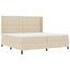 LED Box Spring Bed med hovedgærde Creme 200 x 200 cm Stof