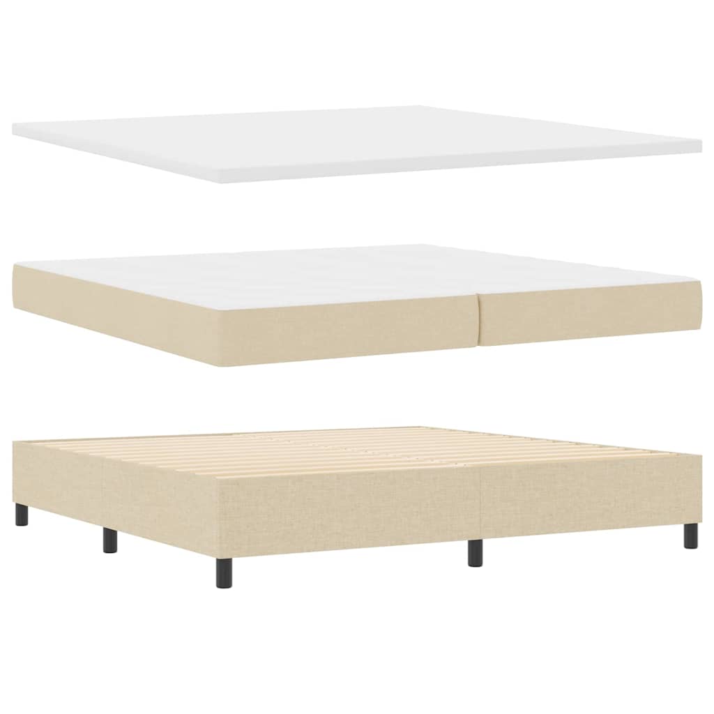 LED Box Spring Bed med hovedgærde Creme 200 x 200 cm Stof