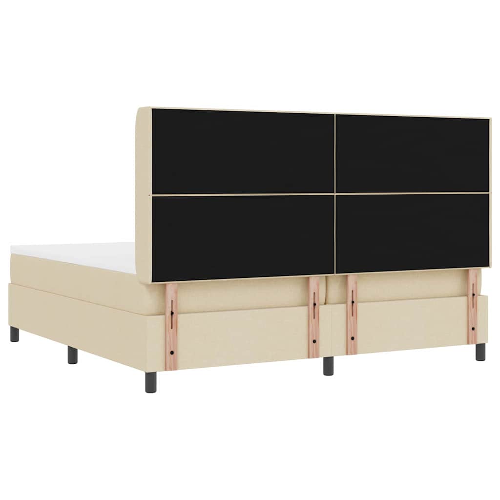 LED Box Spring Bed med hovedgærde Creme 200 x 200 cm Stof