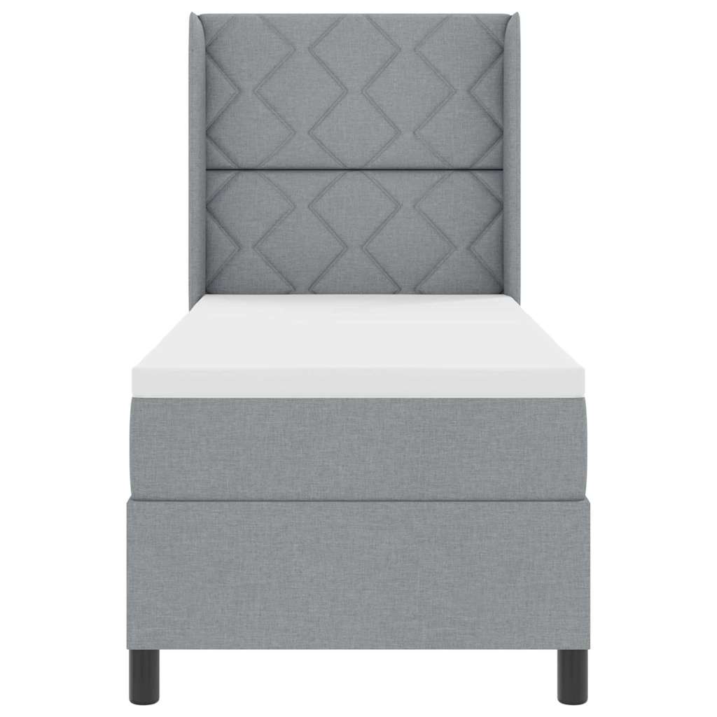 LED Box Spring Bed med hovedgærde Lysegrå 80 x 200 cm Stof