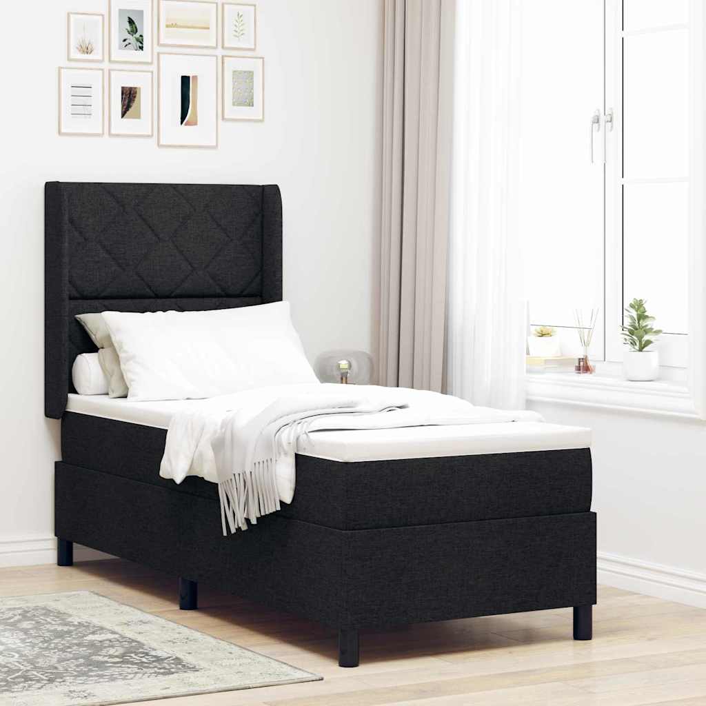LED Box Spring Bed med hovedgærde Sort 80 x 200 cm Stof