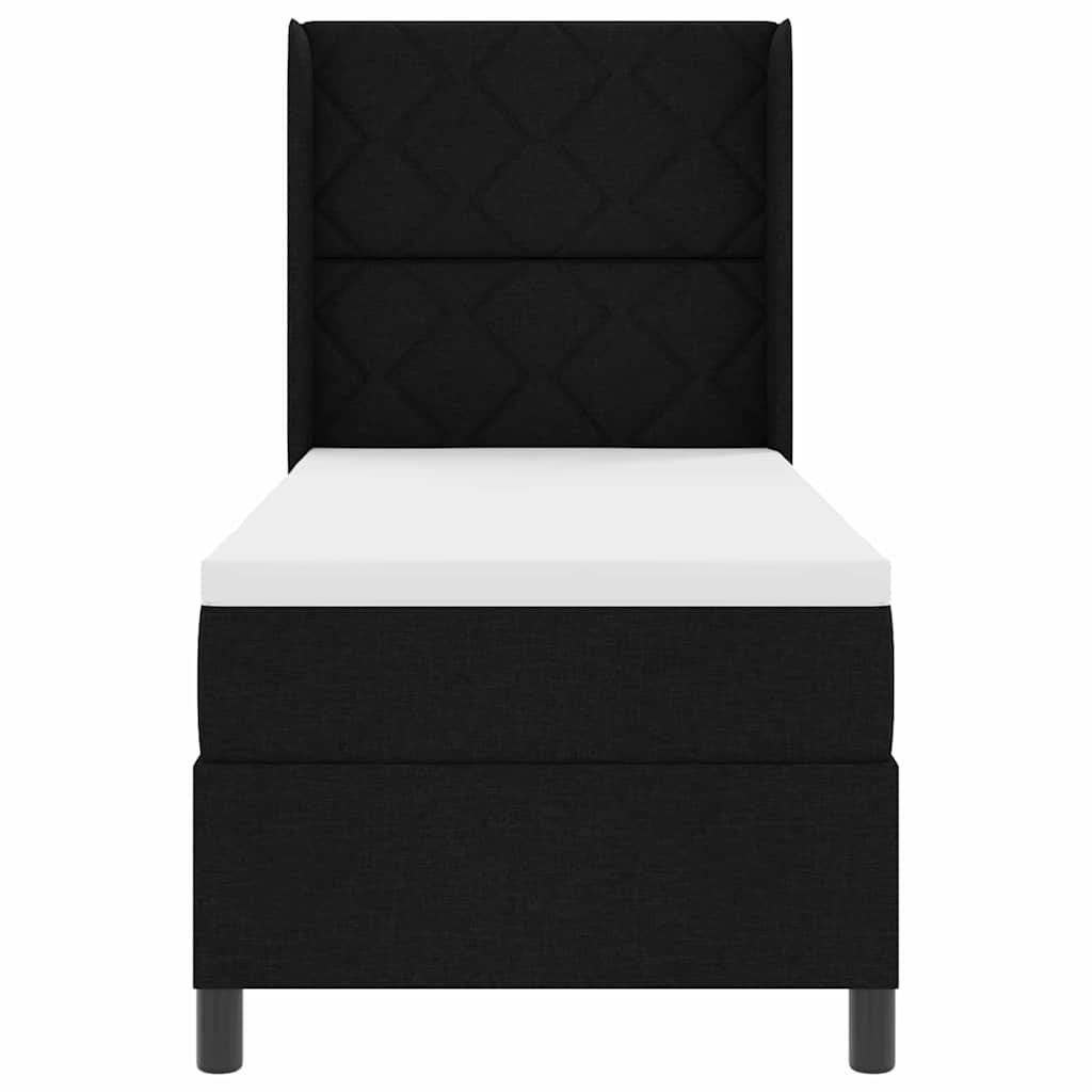 LED Box Spring Bed med hovedgærde Sort 80 x 200 cm Stof