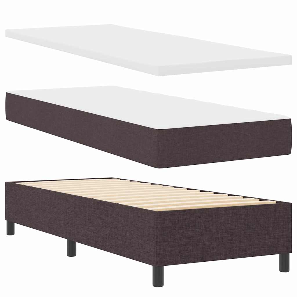 LED Box Spring Bed med pude Mørk Brun 80 x 200 cm Stof