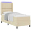 LED Box Spring Bed med hovedgærde Creme 80 x 200 cm Stof