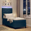 LED Box Spring Bed med hovedgærde Blå 80 x 200 cm Stof