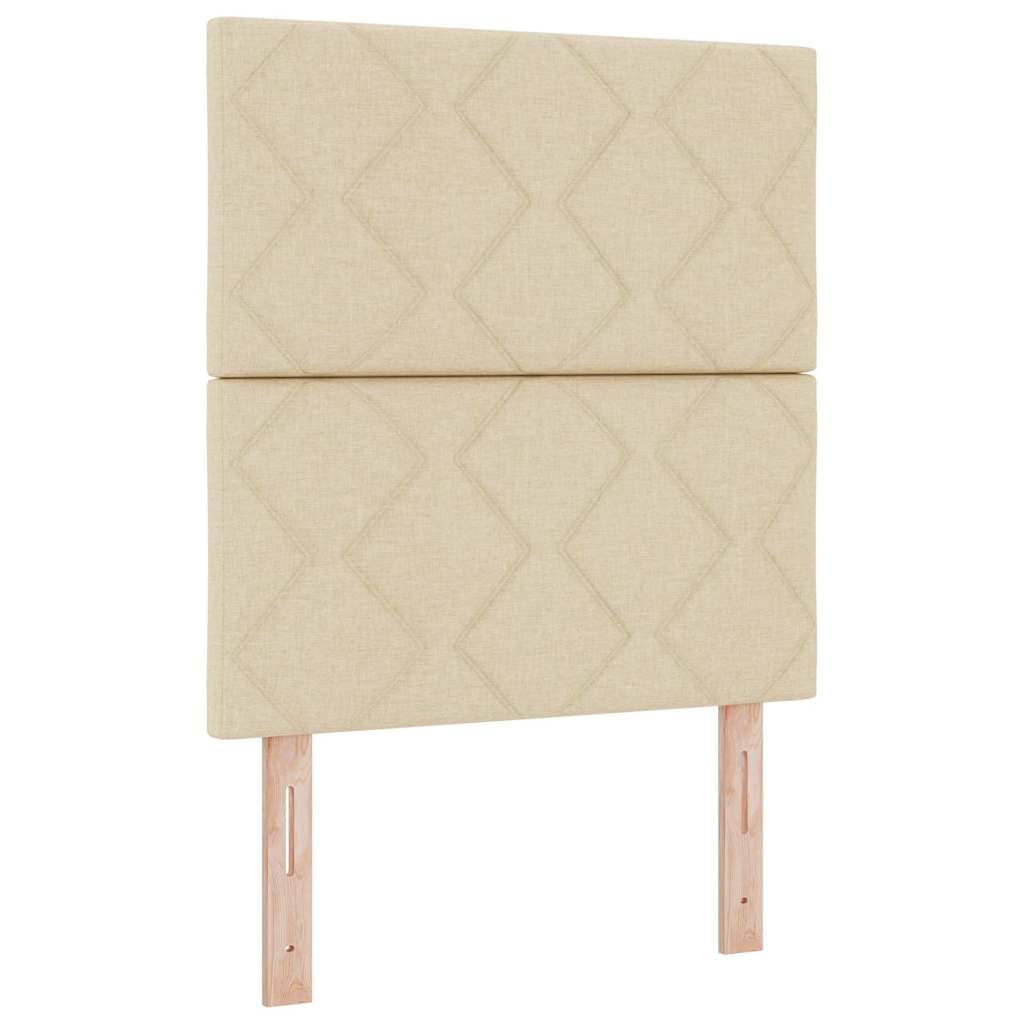 LED Box Spring Bed med hovedgærde Creme 90 x 190 cm Stof