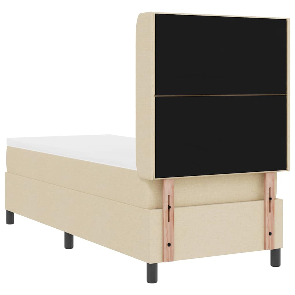 LED Box Spring Bed med hovedgærde Creme 90 x 190 cm Stof