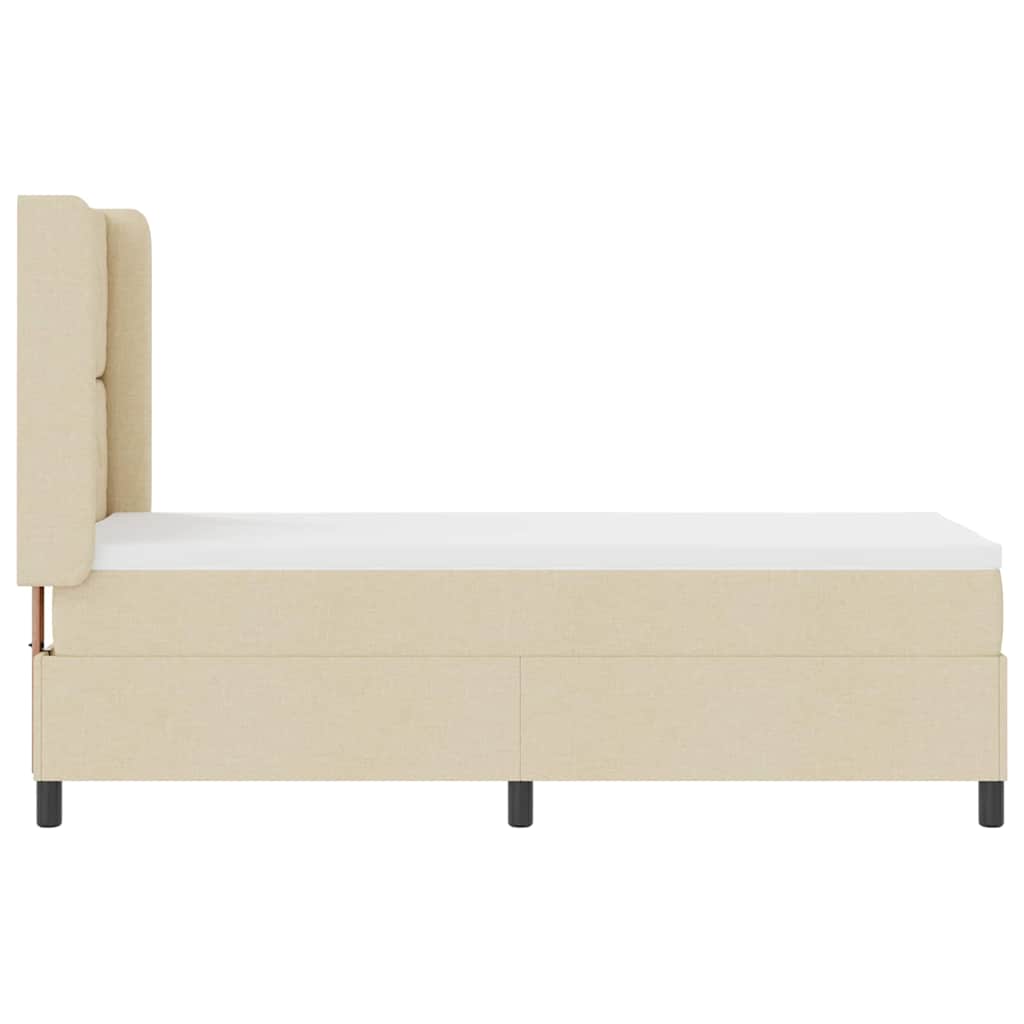 LED Box Spring Bed med hovedgærde Creme 90 x 190 cm Stof