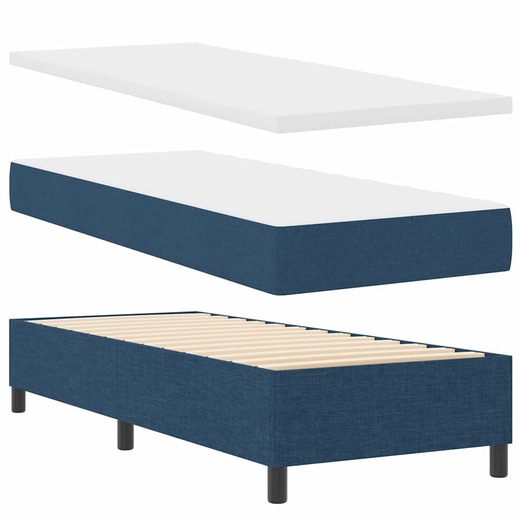 LED Box Spring Bed med hovedgærde Blå 90 x 190 cm Stof