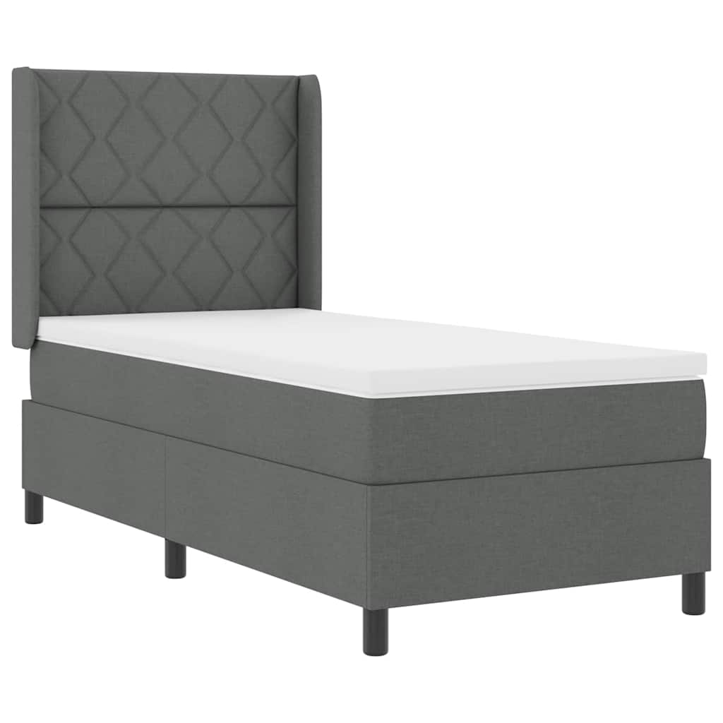 LED Box Spring Bed med hovedgærde Mørkegrå 90 x 200 cm Stof