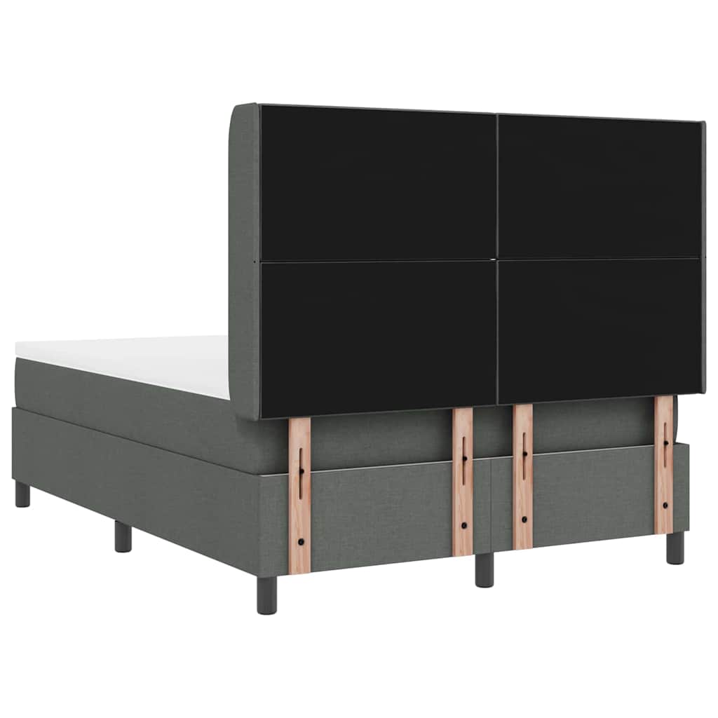 LED Box Spring Bed med hovedgærde Mørkegrå 140 x 190 cm Stof