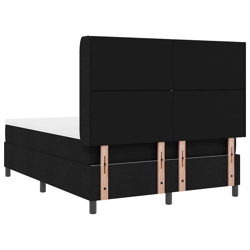 LED Box Spring Bed med hovedgærde Sort 140 x 190 cm Stof