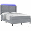 LED Box Spring Bed med hovedgærde Lysegrå 140 x 200 cm Stof