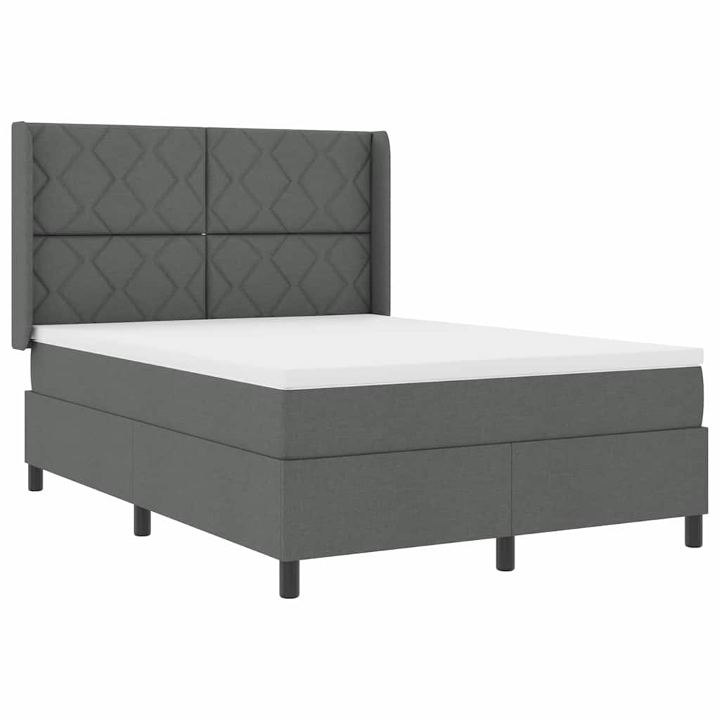 LED Box Spring Bed med hovedgærde Mørkegrå 140 x 200 cm Stof