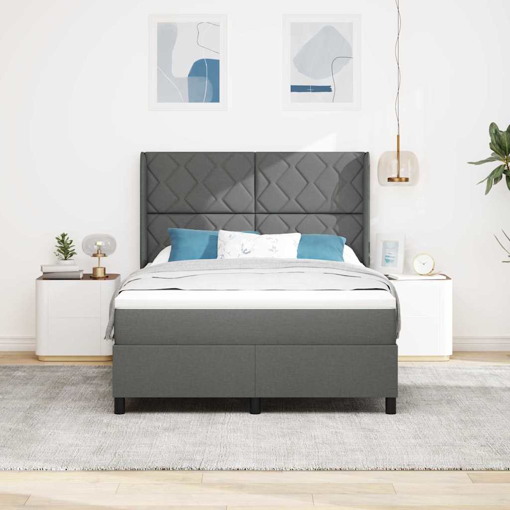 LED Box Spring Bed med hovedgærde Mørkegrå 160 x 200 cm Stof
