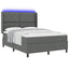 LED Box Spring Bed med hovedgærde Mørkegrå 160 x 200 cm Stof