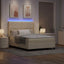 LED Box Spring Bed med hovedgærde Creme 160 x 200 cm Stof