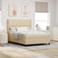 LED Box Spring Bed med hovedgærde Creme 160 x 200 cm Stof