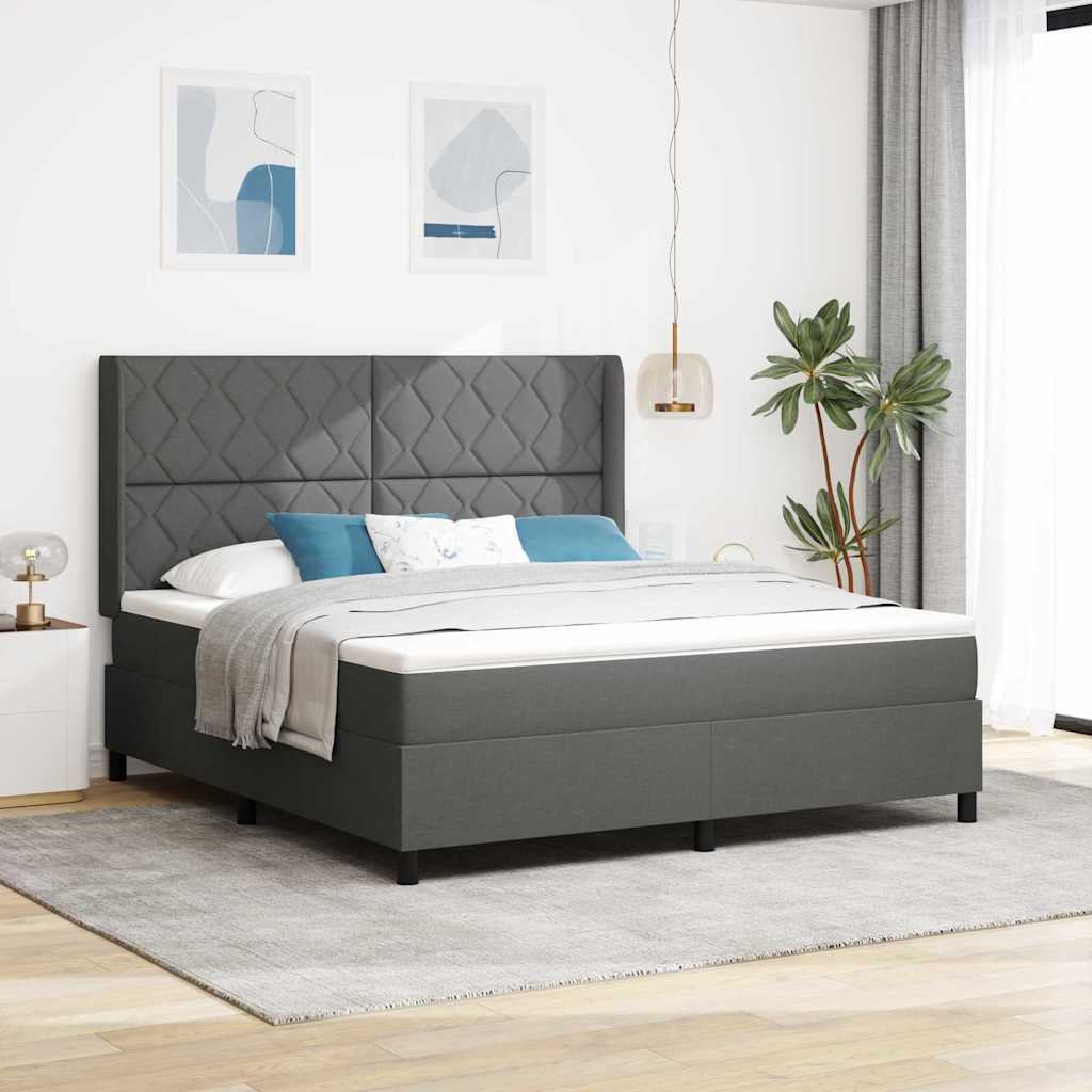 LED Box Spring Bed med hovedgærde Mørkegrå 180 x 200 cm Stof