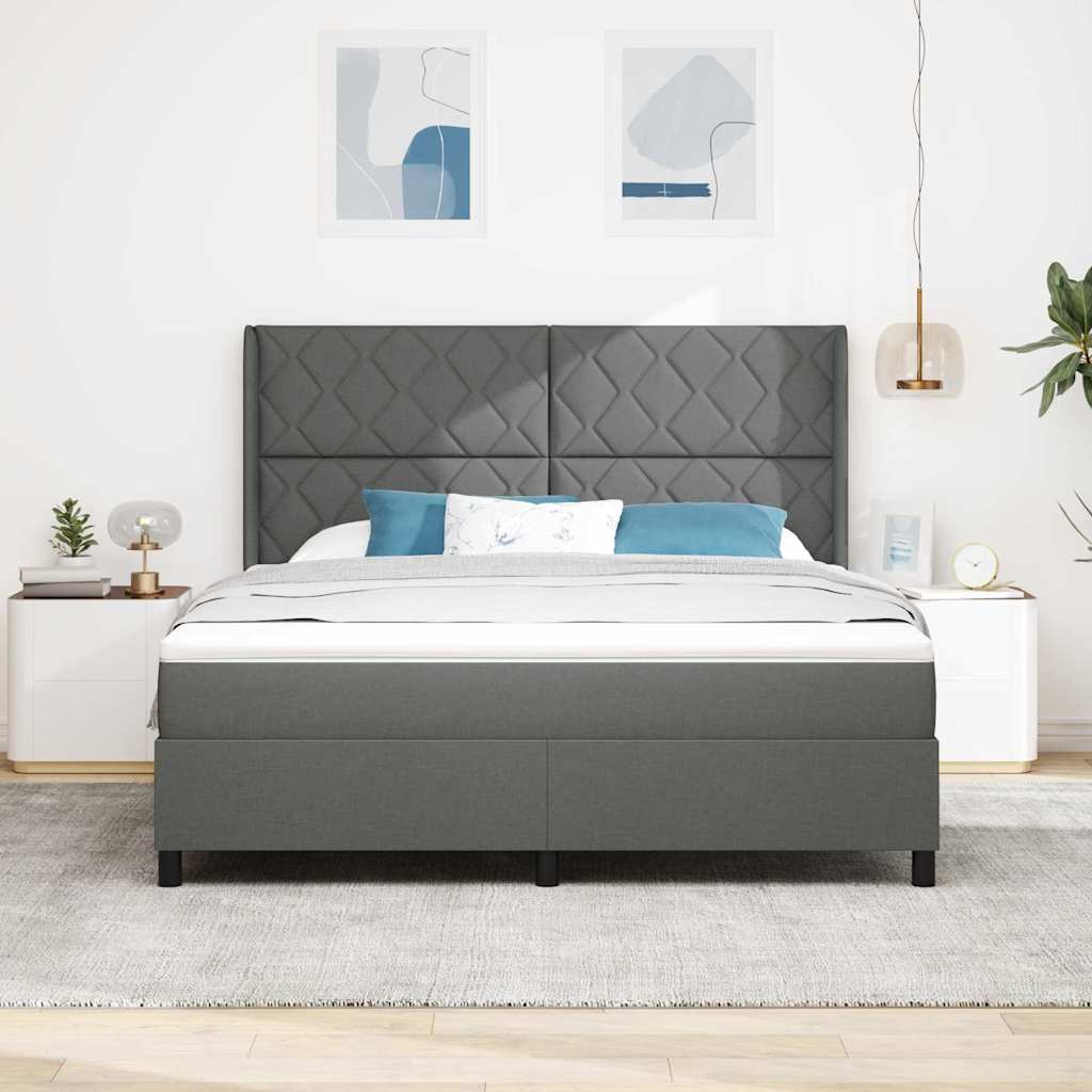 LED Box Spring Bed med hovedgærde Mørkegrå 180 x 200 cm Stof