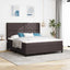 LED Box Spring Bed med hovedgærde Mørk Brun 180 x 200 cm Stof