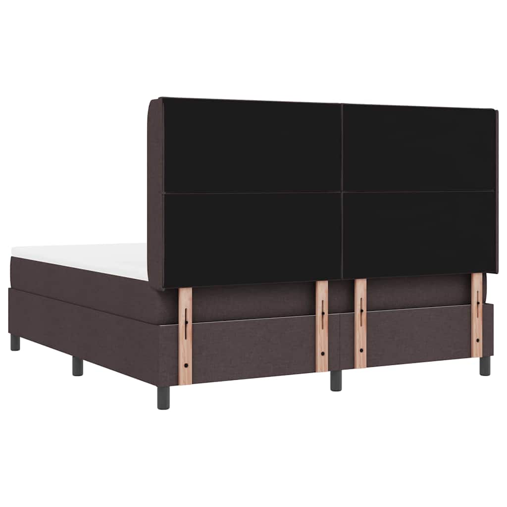 LED Box Spring Bed med hovedgærde Mørk Brun 180 x 200 cm Stof
