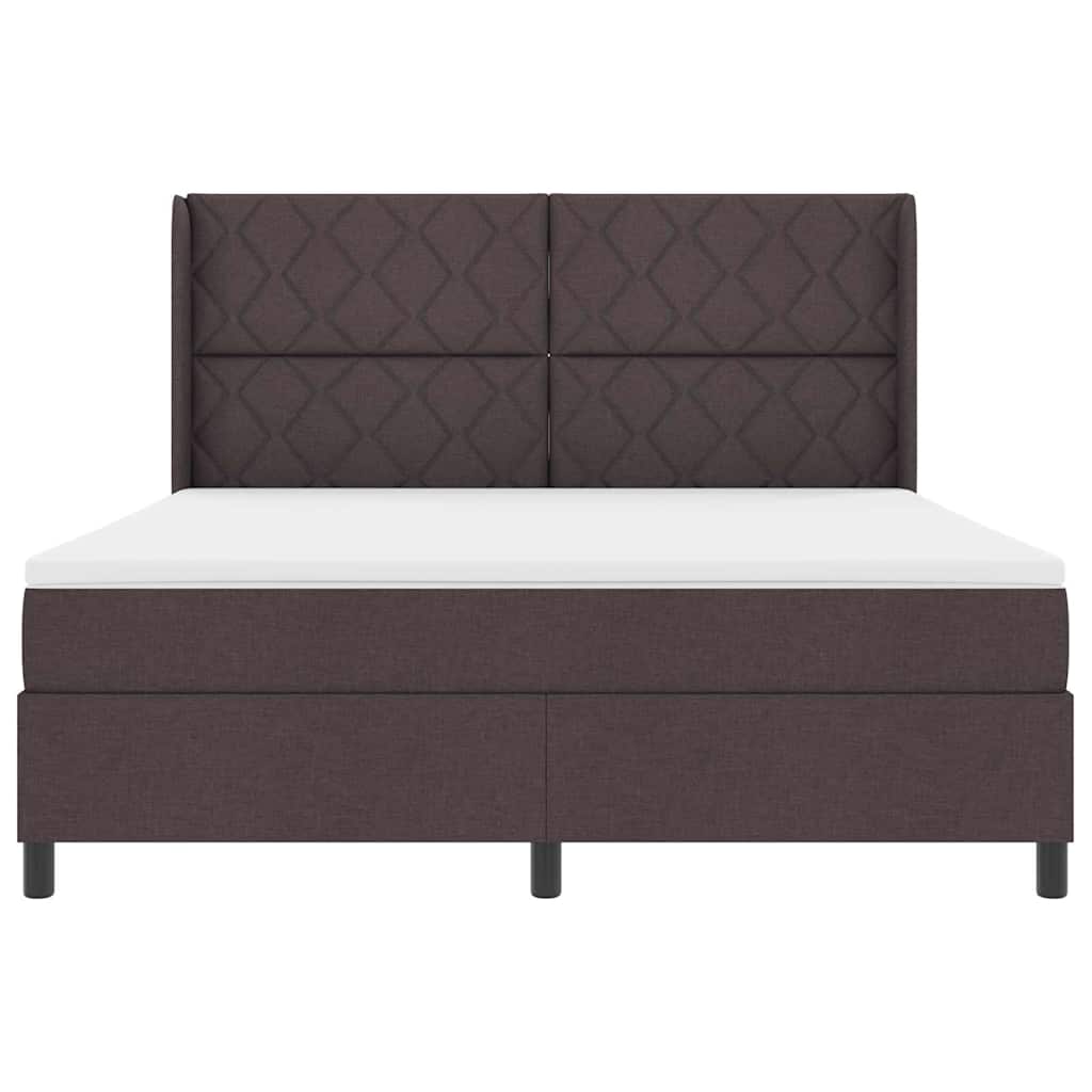 LED Box Spring Bed med hovedgærde Mørk Brun 180 x 200 cm Stof