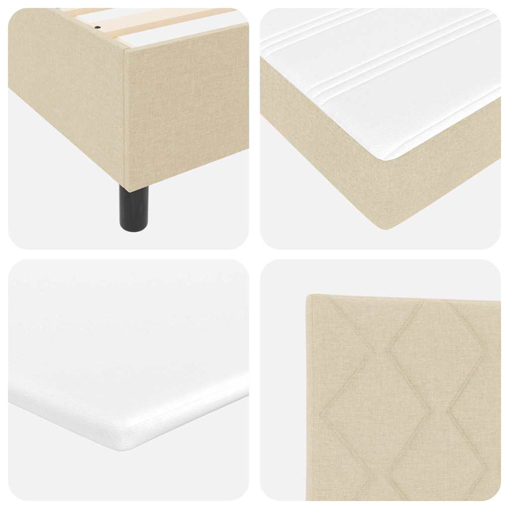 LED Box Spring Bed med hovedgærde Creme 180 x 200 cm Stof