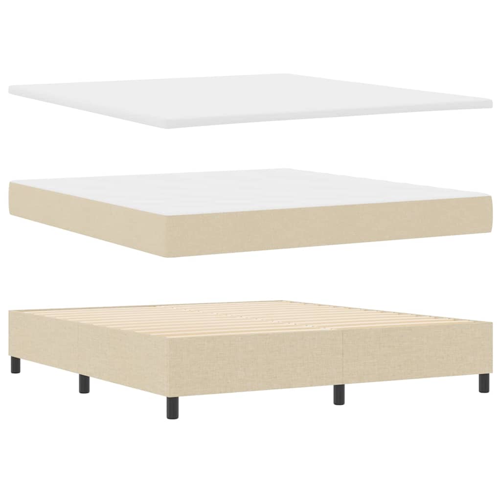 LED Box Spring Bed med hovedgærde Creme 180 x 200 cm Stof