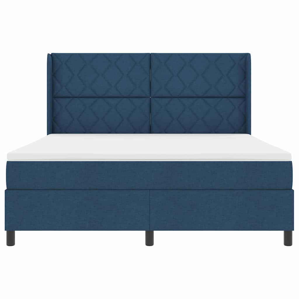LED Box Spring Bed med hovedgærde Blå 180 x 200 cm Stof