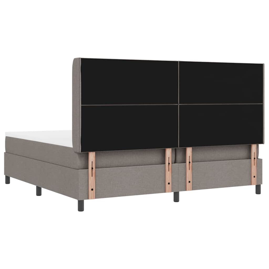 LED Box Spring Bed med hovedgærde Gråbrun 200 x 200 cm Stof