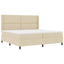 LED Box Spring Bed med hovedgærde Creme 200 x 200 cm Stof