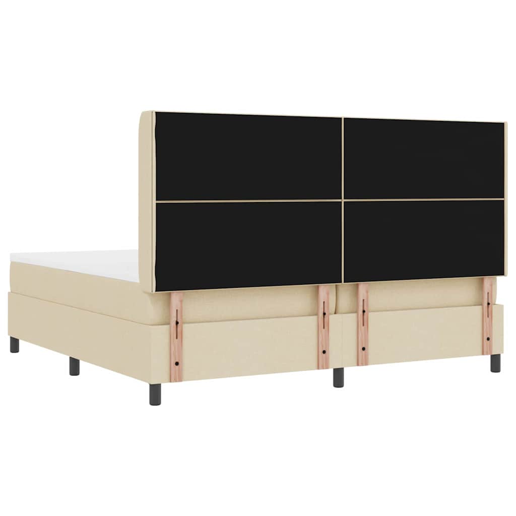 LED Box Spring Bed med hovedgærde Creme 200 x 200 cm Stof