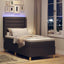 Box spring seng med LED-lysstrimler Brun 100 x 200 cm Stof
