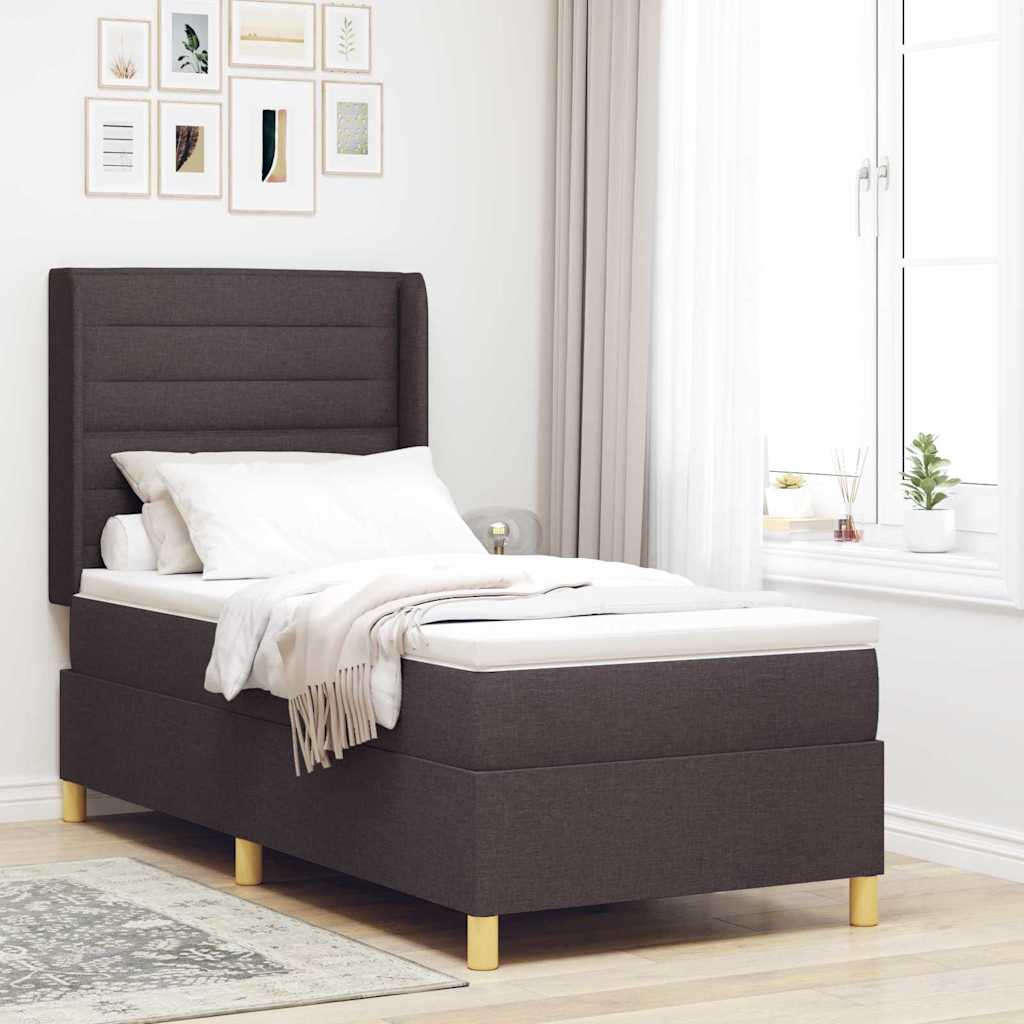 Box spring seng med LED-lysstrimler Brun 100 x 200 cm Stof