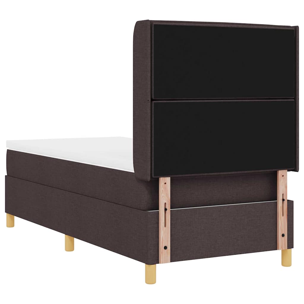 Box spring seng med LED-lysstrimler Brun 100 x 200 cm Stof