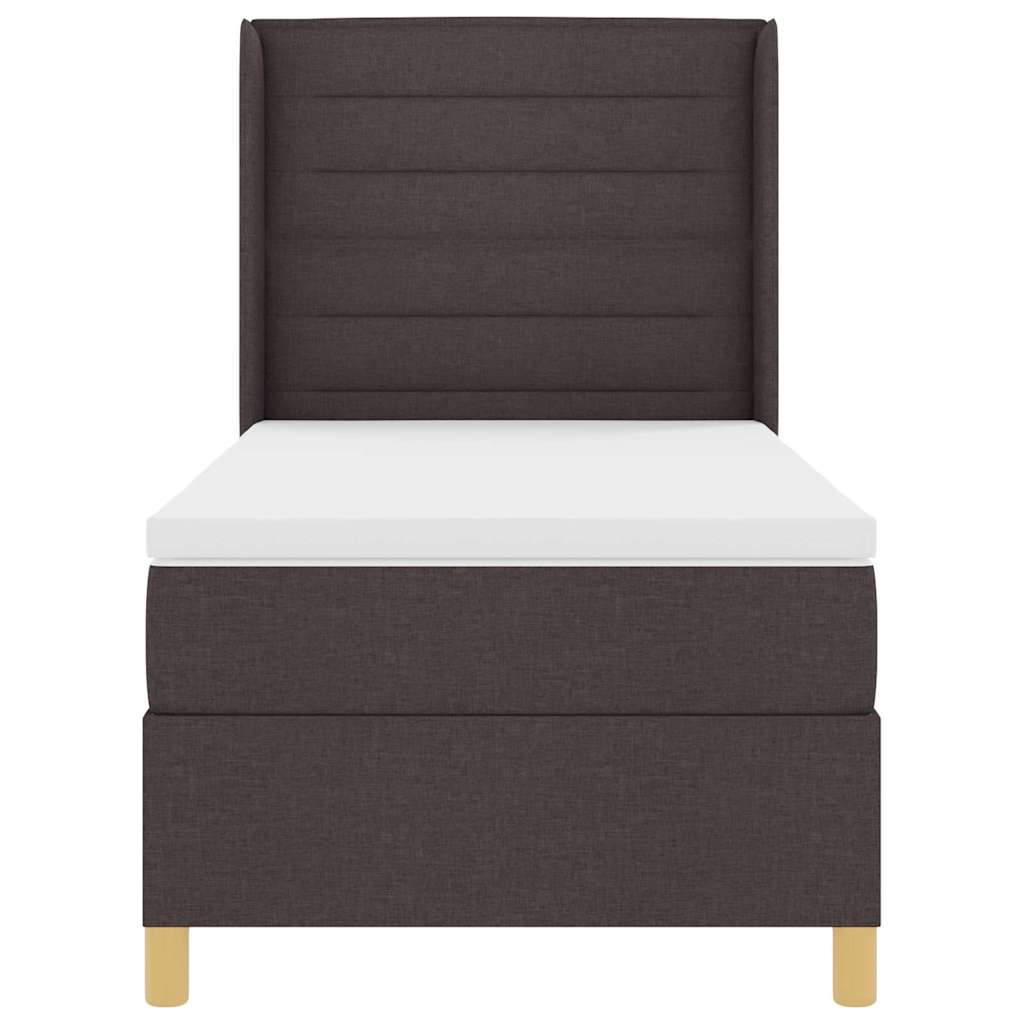 Box spring seng med LED-lysstrimler Brun 100 x 200 cm Stof