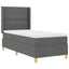 Box spring seng med LED-lysstrimler Grå 90 x 200 cm Stof