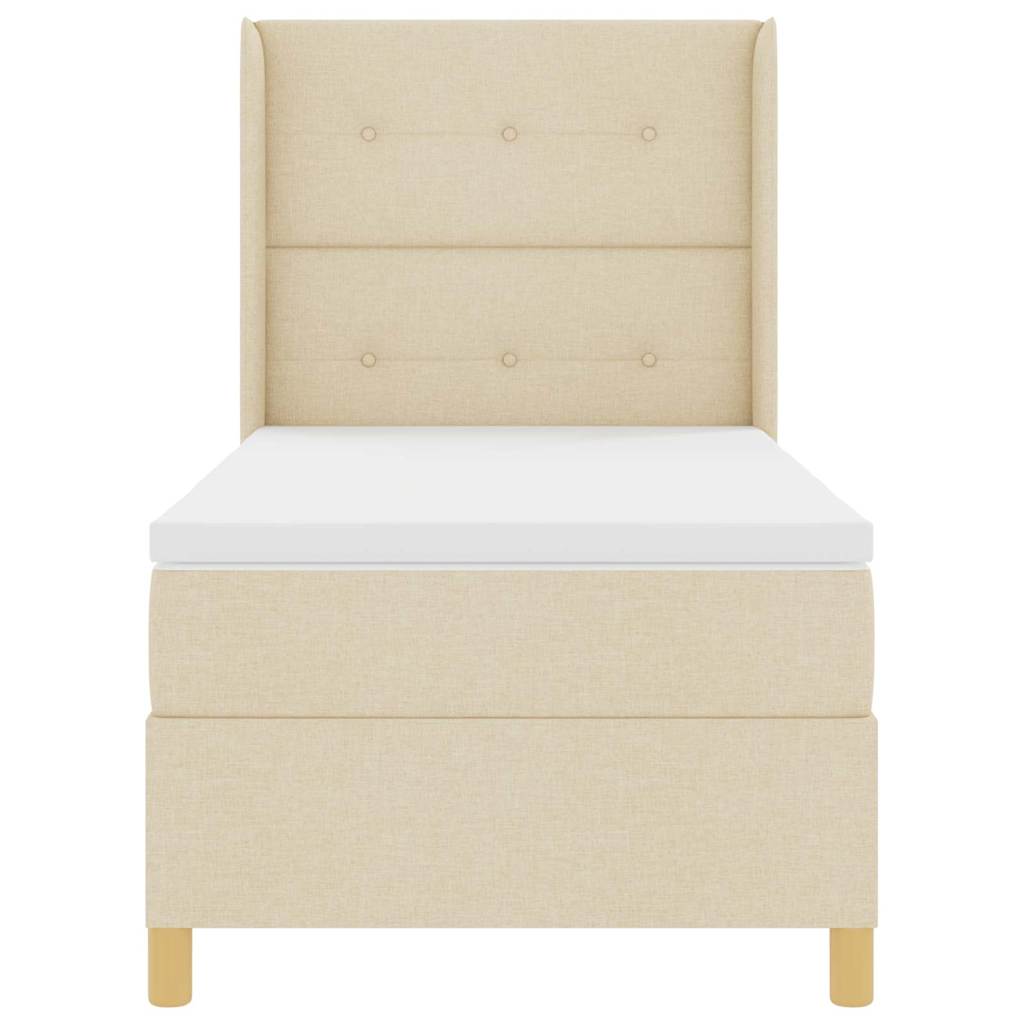 Box spring seng med LED-lysstrimler Creme 90 x 200 cm Stof