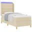 Box spring seng med LED-lysstrimler Creme 90 x 200 cm Stof