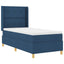 Box spring seng med LED-lysstrimler Blå 90 x 200 cm Stof