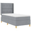 Box spring seng med LED-lysstrimler Lysegrå 100 x 200 cm Stof