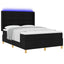 Box spring seng med LED-lysstrimler Sort 140 x 190 cm Stof