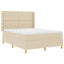 Box spring seng med LED-lysstrimler Creme 160 x 200 cm Stof