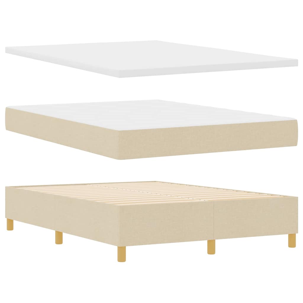Box spring seng med LED-lysstrimler Creme 160 x 200 cm Stof