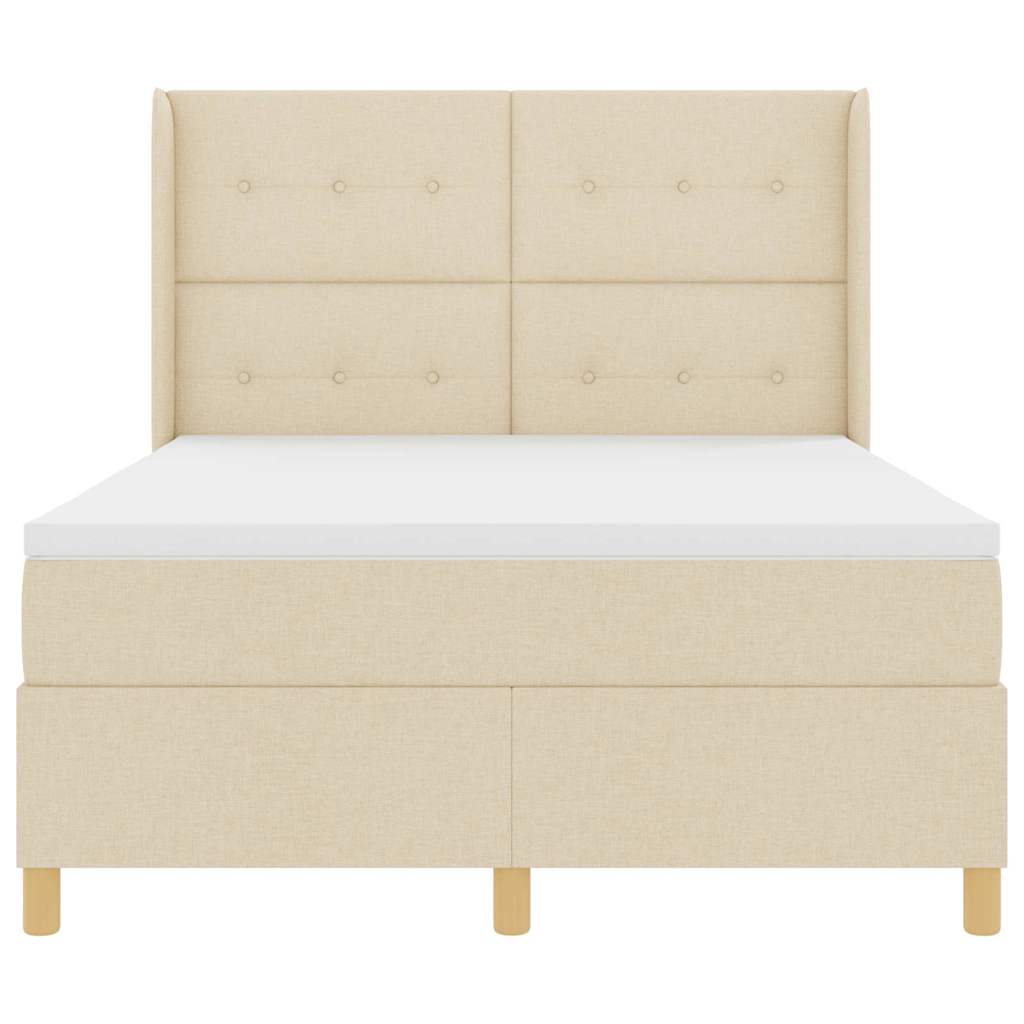 Box spring seng med LED-lysstrimler Creme 160 x 200 cm Stof
