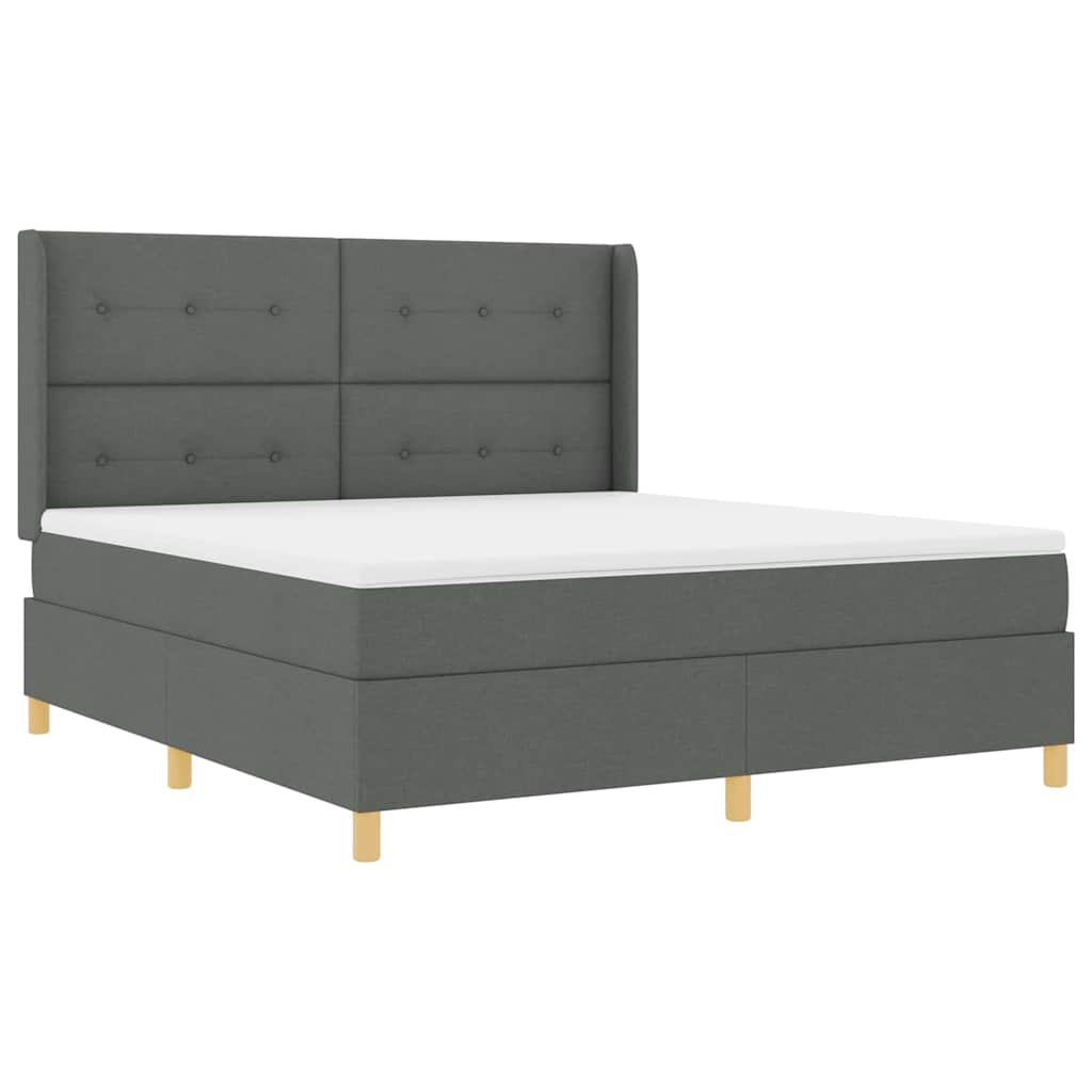 Box spring seng med LED-lysstrimler Grå 180 x 200 cm Stof
